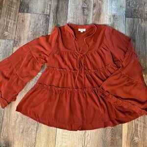 Rust Babydoll Top